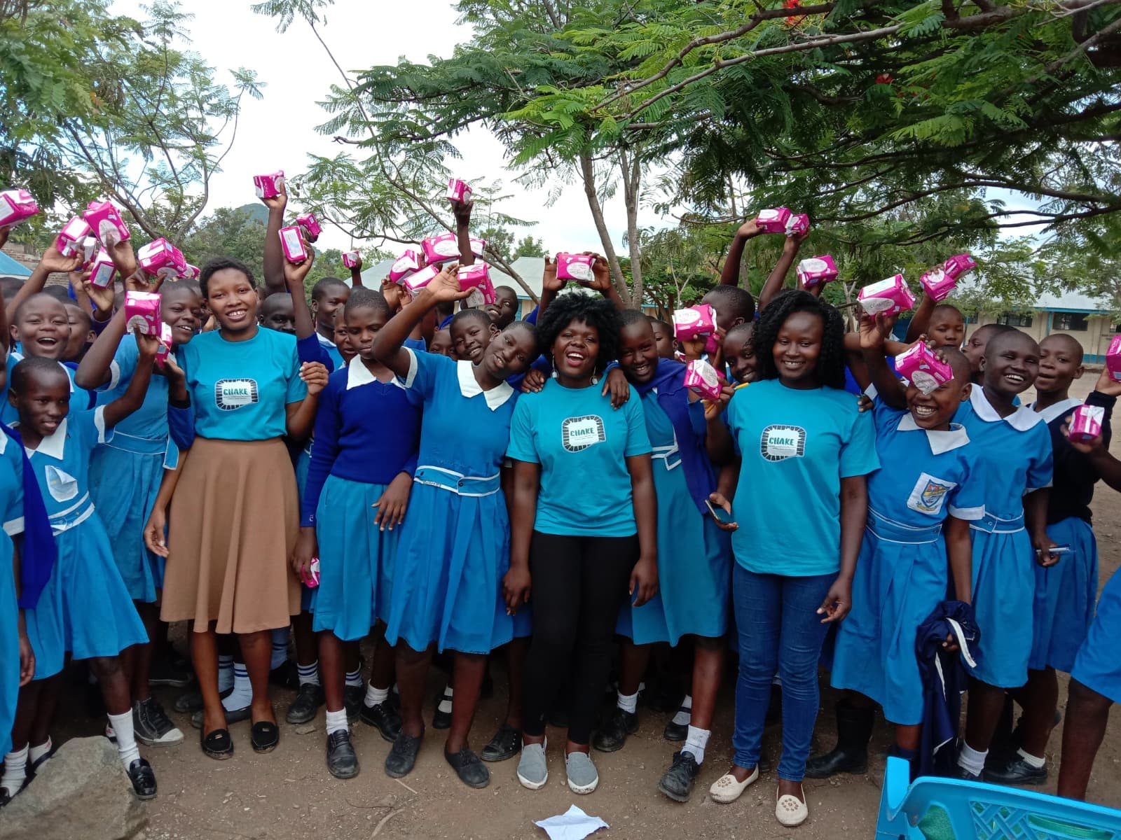 Girls participating in a CHAKE school or community outreach activity.